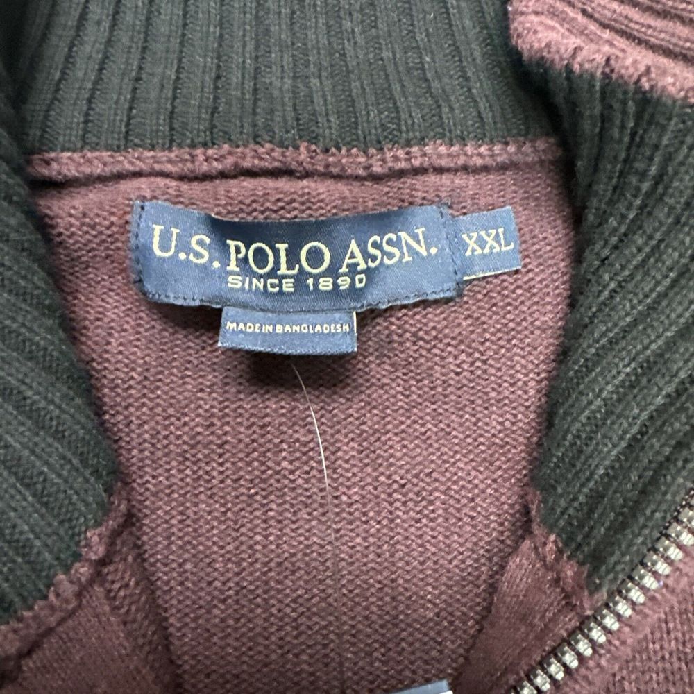 NWT U.S. Polo‎ Men's Knit Sweater Cotton Sangria Size XXL - Picture 4 of 10